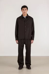 Western Virgin Wool Flannel Overshirt – Dark Brown | Centre Commercial